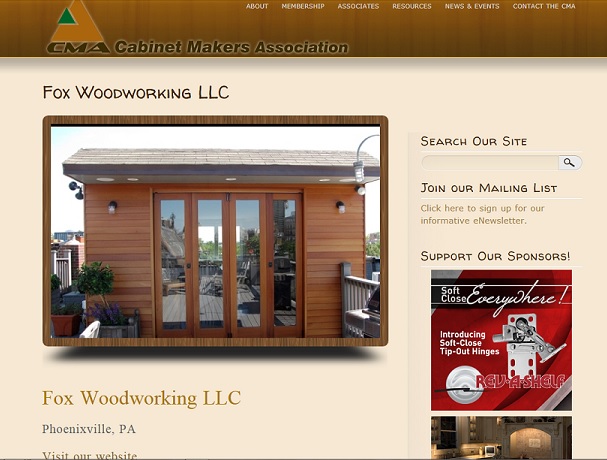 Fox Woodworking featured on CMA website.
